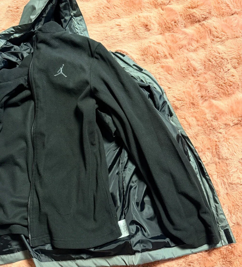 Jordan Boys XL 3-in-1 Jacket Smoke Grey Black Fleece Hooded Coat Windbreaker NWT